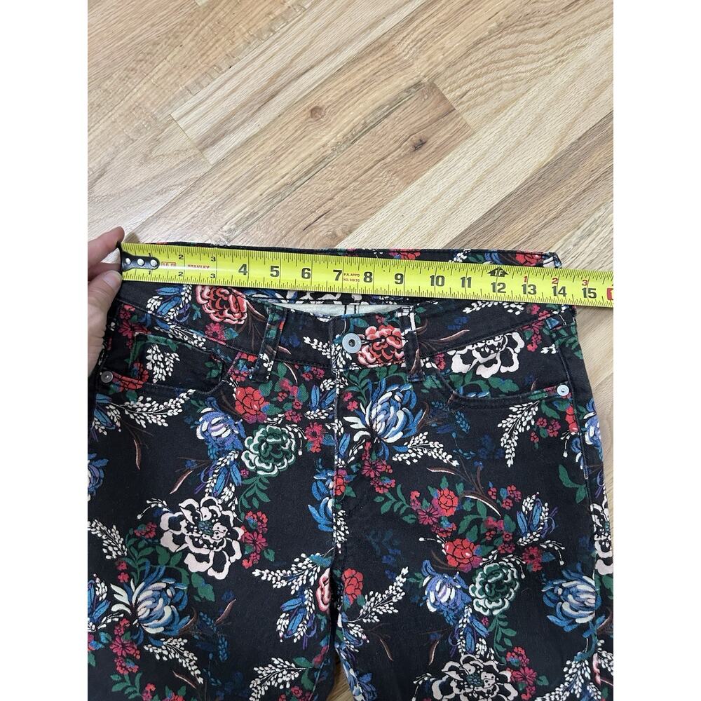 Anthropologie Pilcro Floral Print Cigarette Skinny Jeans 27 Black Fairy Boho - Picture 7 of 11